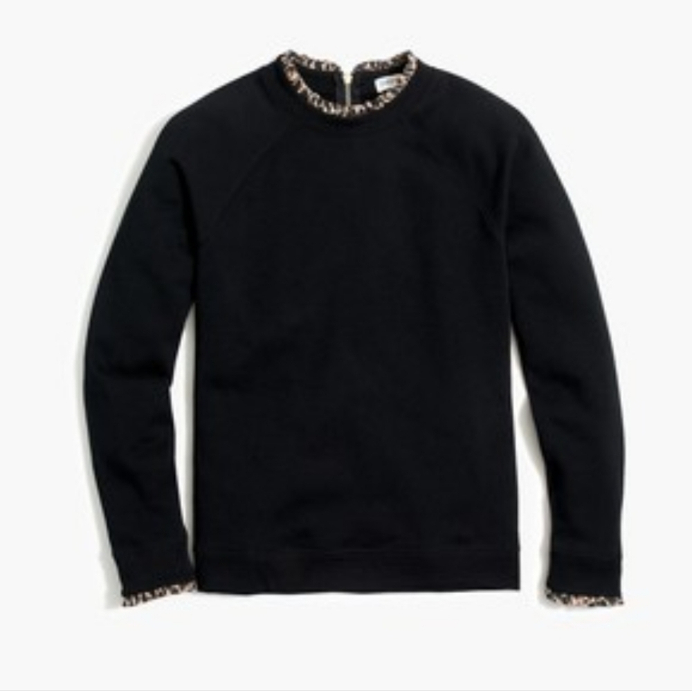 J. CREW Leopard Ruffle Pullover Medium - Picture 2 of 8
